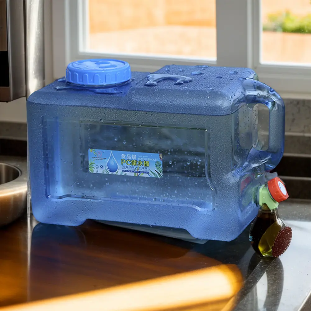 18L/20L/22L Water Container W/ Spigot & Handle Water Carrier Cube Water Storage Jug Canteen for Drinking Bathing Camping Hiking