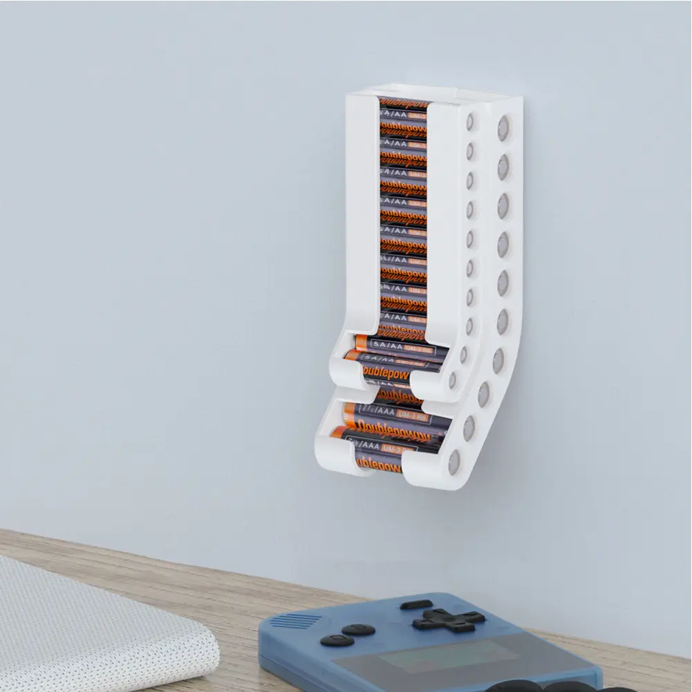 Battery Storage Organizer Wall AA & AAA Combo Small Battery Keeper Battery Container for 10 AAA & 10 AA Batteries Storage