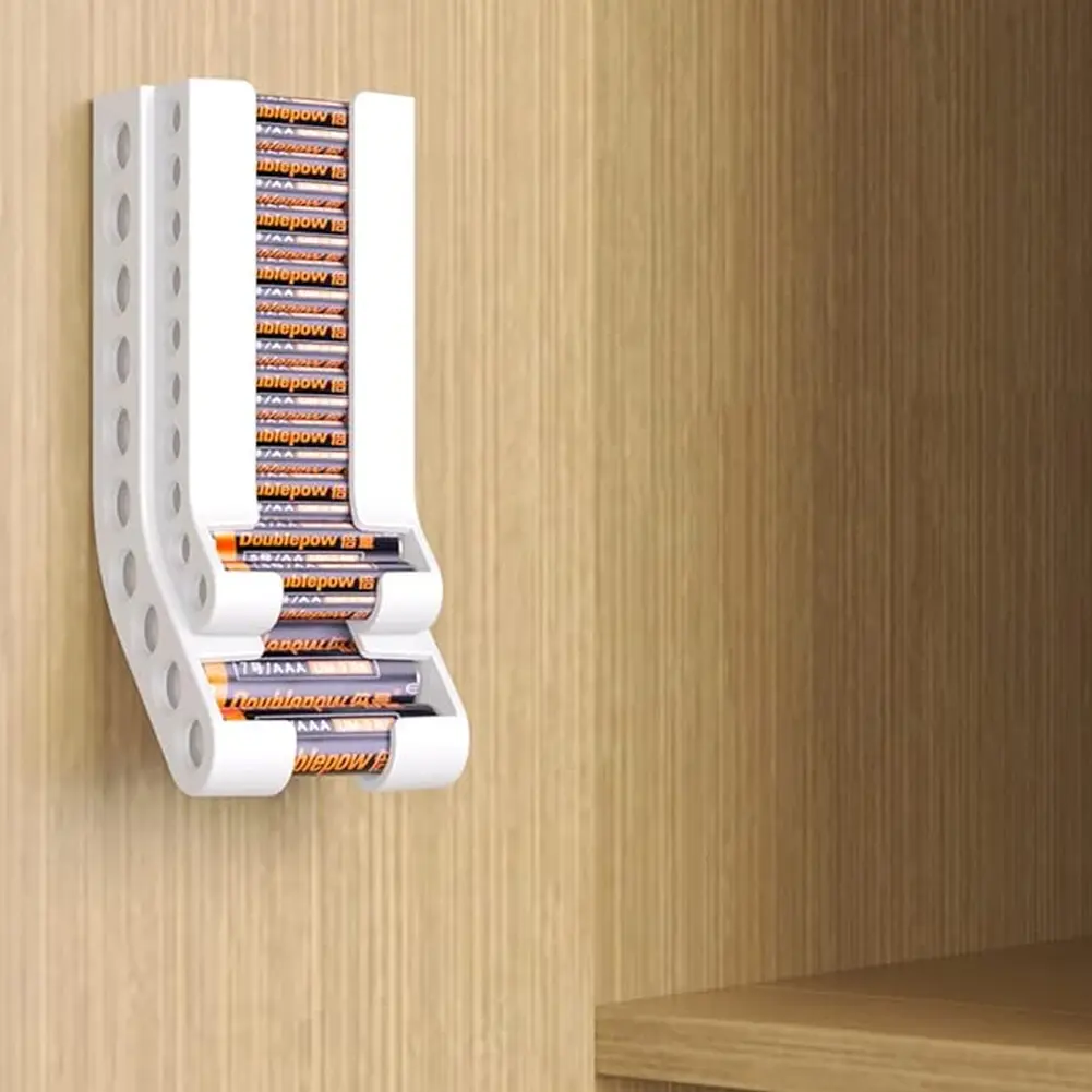 Battery Storage Organizer Wall AA & AAA Combo Small Battery Keeper Battery Container for 10 AAA & 10 AA Batteries Storage