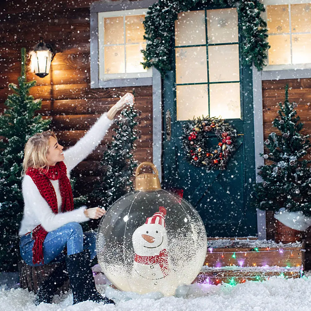 24 Inch Inflatable Christmas Balls New Years Christmas Ornaments with Lights PVC Giant Inflatable Christmas Balls Holiday Decor