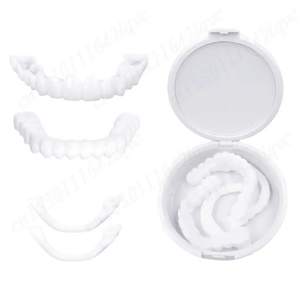 2 Pairs Regain Confident Smile Smile Whitening Teeth Snap Cap Denture Care Comfort Upper and Lower Jaw Denture for Men and Women