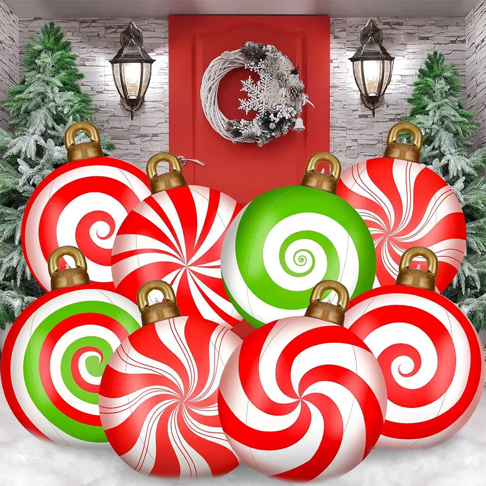 24 Inch Giant Inflatable Christmas Balls Large Outdoor Decorated Ball with Light Remote Christmas Decorations Ball Holiday Decor