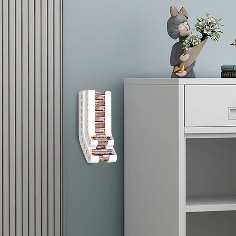 Battery Storage Organizer Wall AA & AAA Combo Small Battery Keeper Battery Container for 10 AAA & 10 AA Batteries Storage