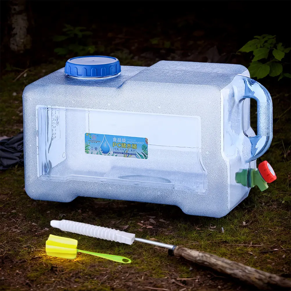 18L/20L/22L Water Container W/ Spigot & Handle Water Carrier Cube Water Storage Jug Canteen for Drinking Bathing Camping Hiking