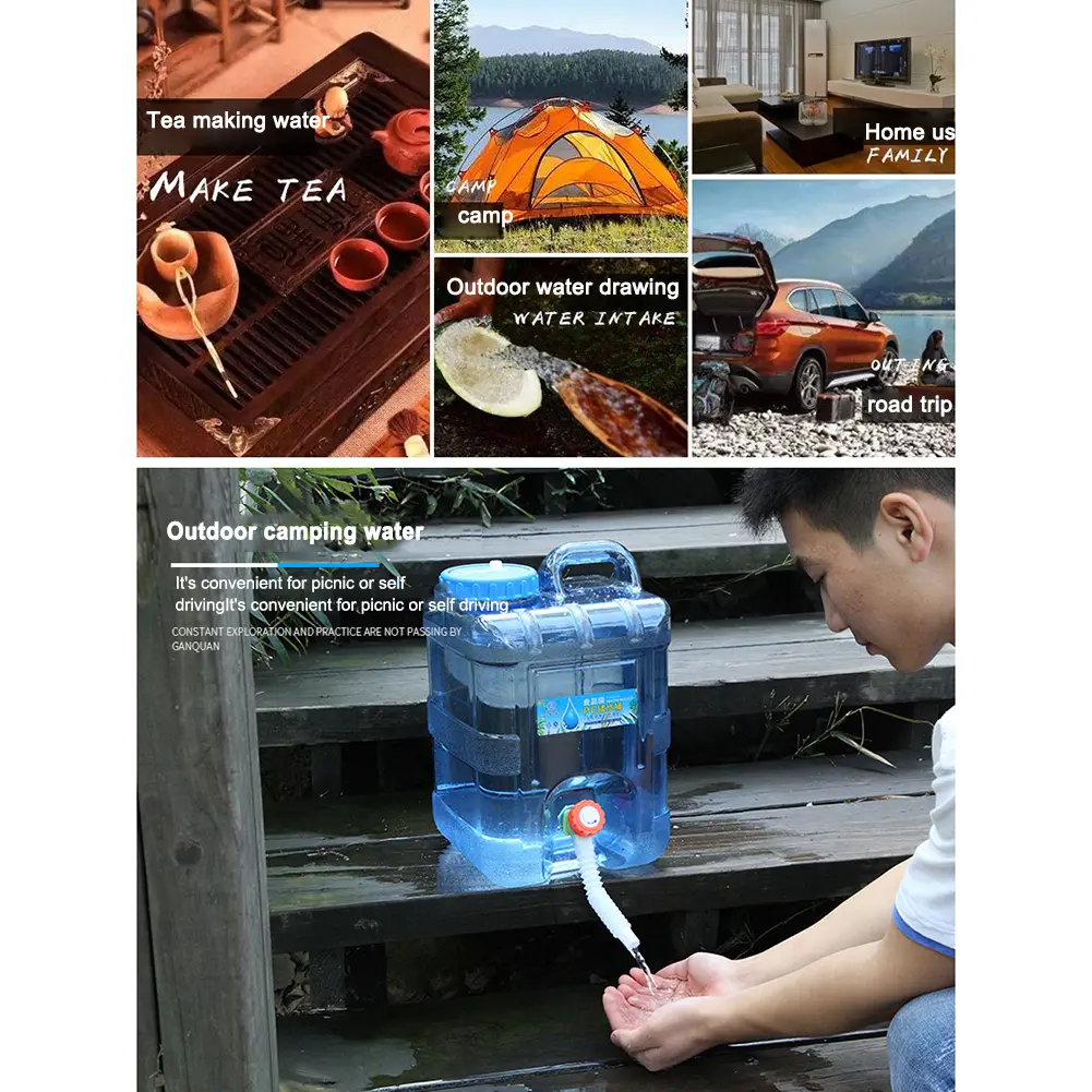 18L/20L/22L Water Container W/ Spigot & Handle Water Carrier Cube Water Storage Jug Canteen for Drinking Bathing Camping Hiking