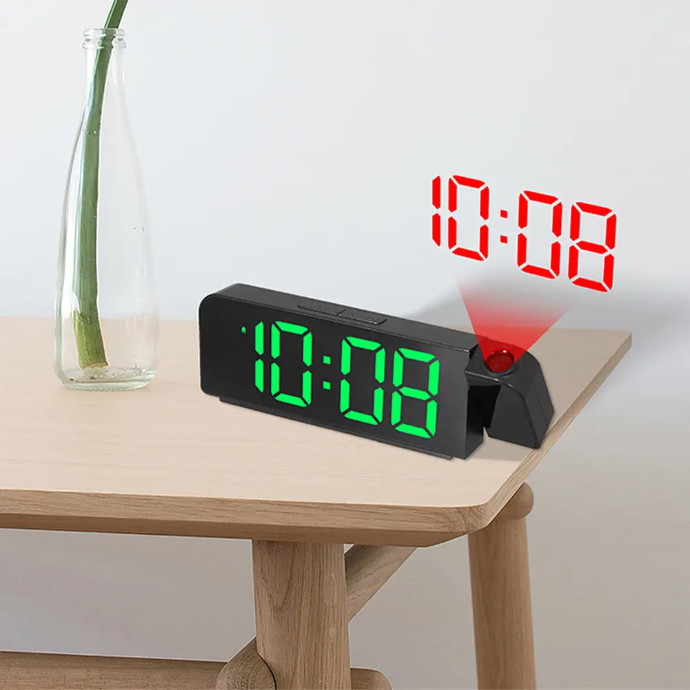 Projection Alarm Clock LED Digital Alarm Clock Temperature/Date Display Desk Alarm Clock Adjustable Brightness for Home Office