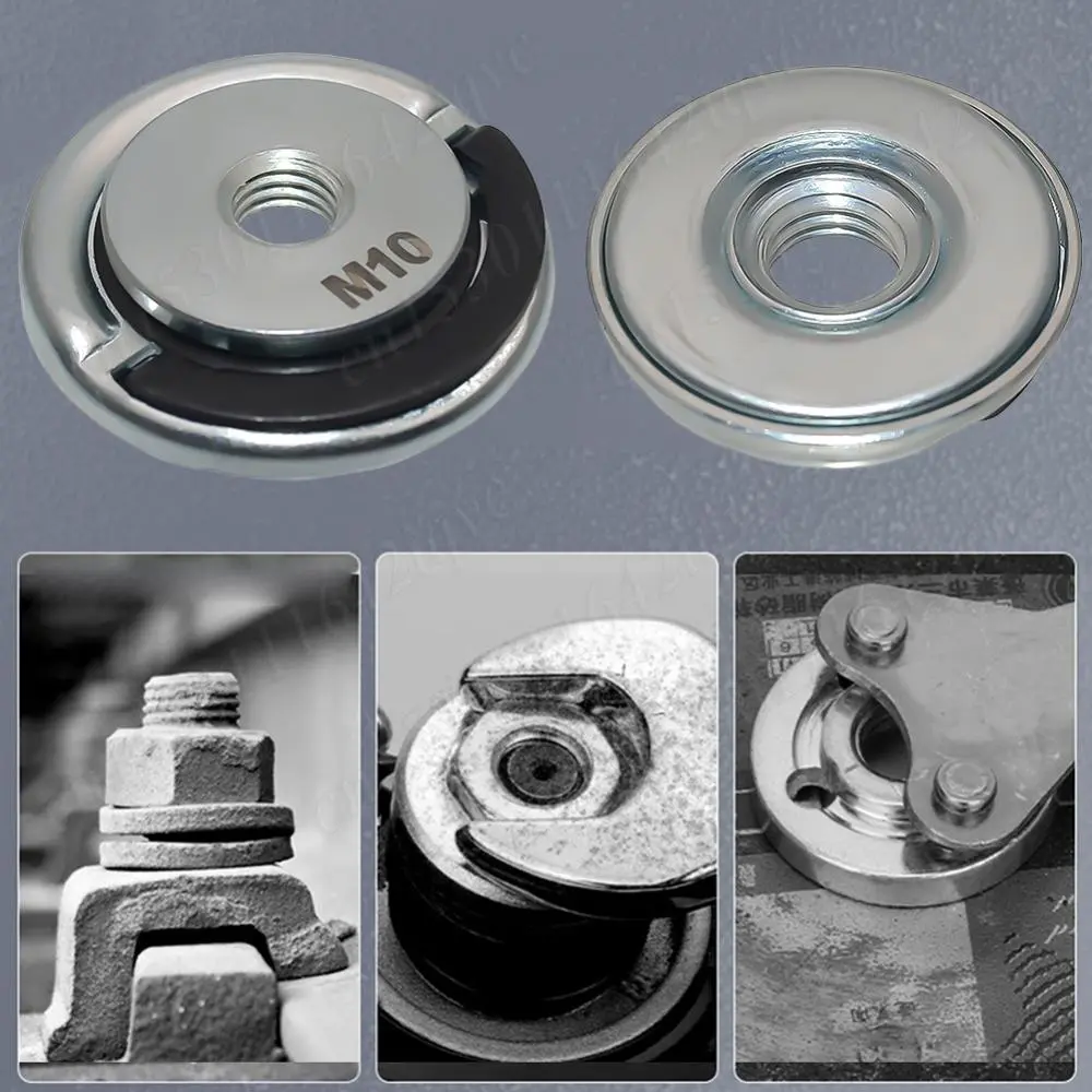 M10 M14 5/8inch -11 Thread Angle Grinder Self-Locking Pressing Plate Quick Release Angle Grinder Flange Nut Power Tools
