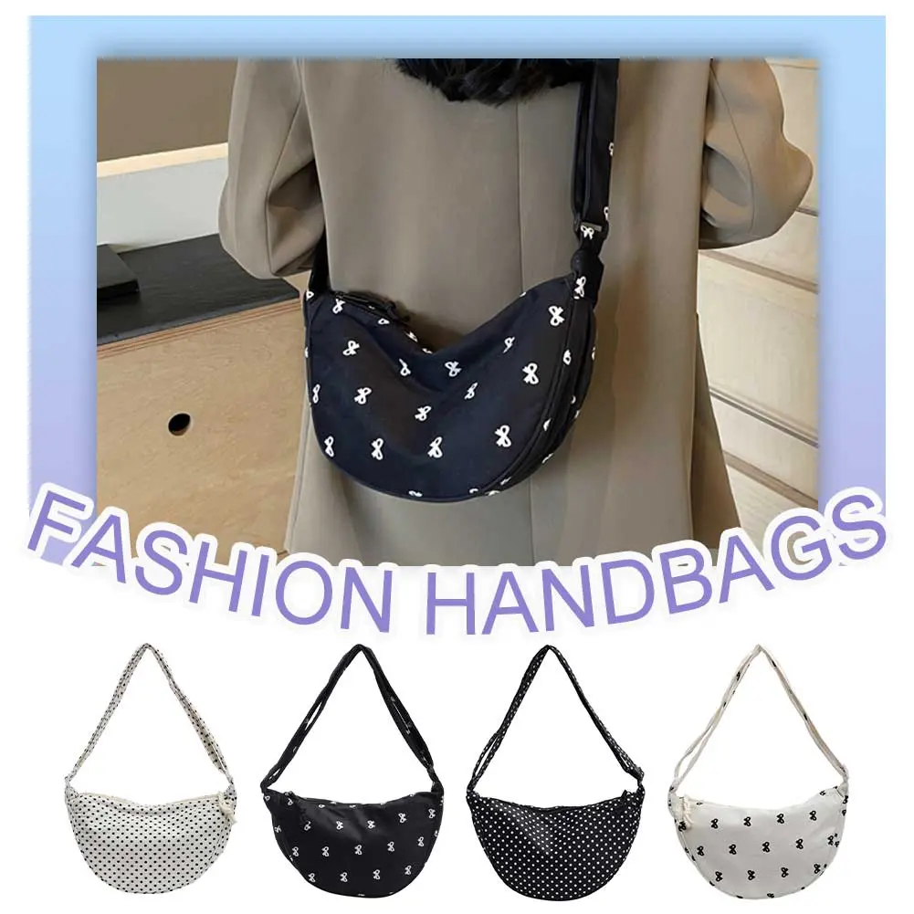 Crossbody Bag for Women Half Moon Shape Shoulder Bag Canvas Adjustable Strap Hobo Bag Small Sling Bag for Travel Shopping