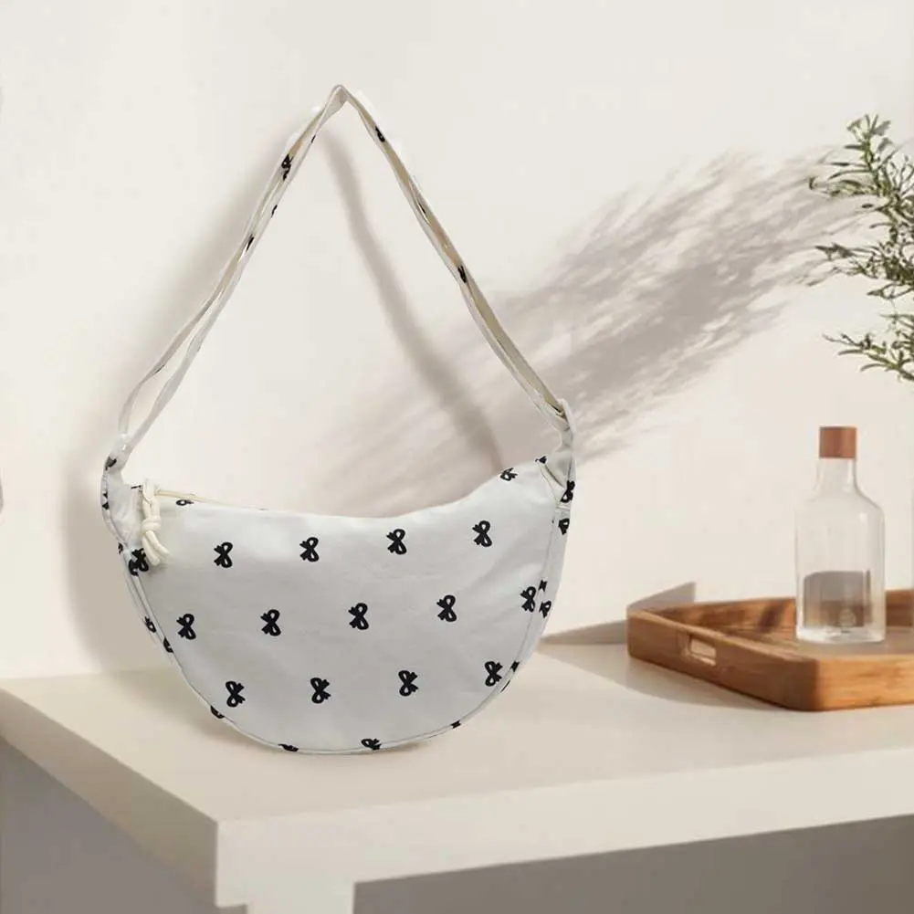 Crossbody Bag for Women Half Moon Shape Shoulder Bag Canvas Adjustable Strap Hobo Bag Small Sling Bag for Travel Shopping