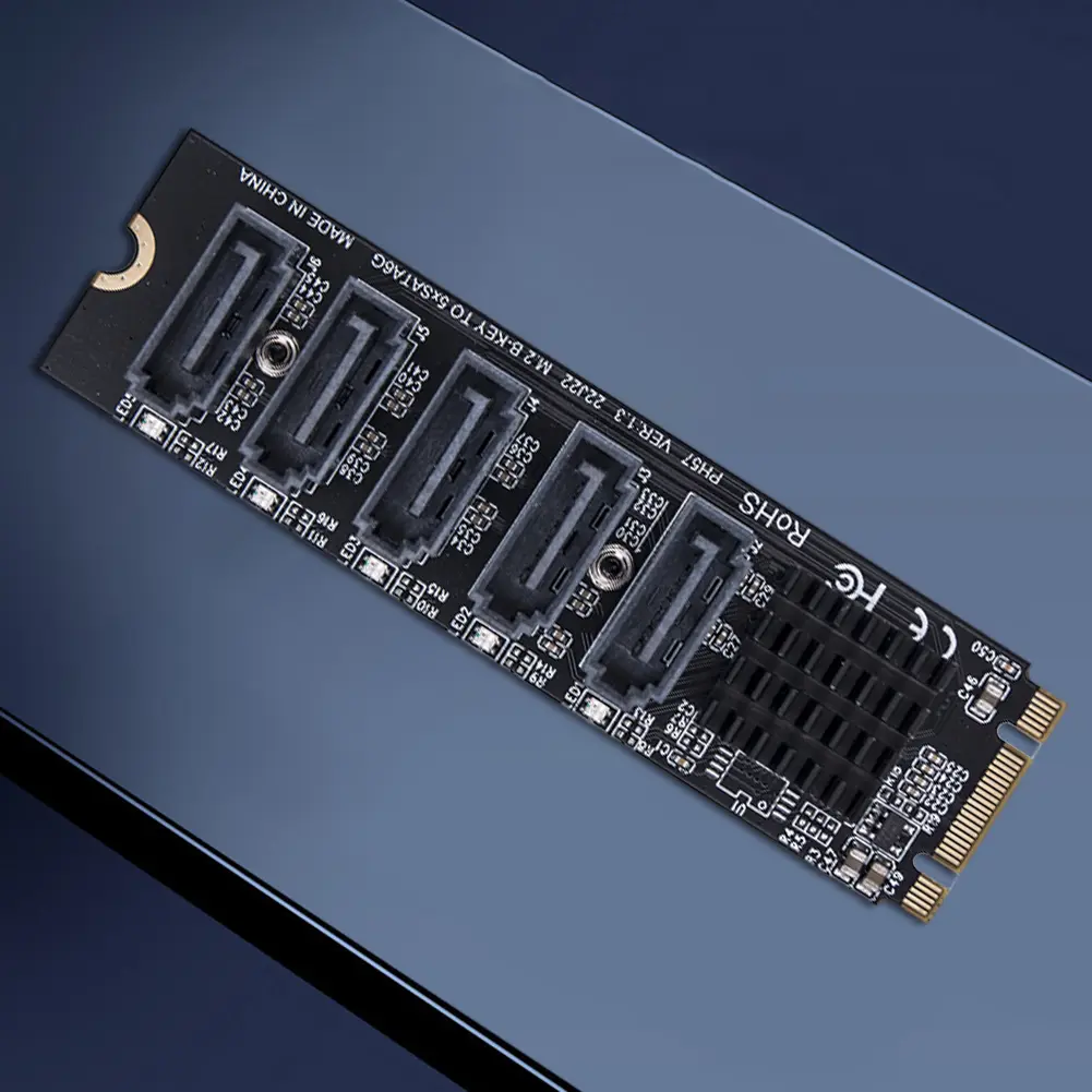 M.2 MKEY PCI-E Riser Card 5/6 Port Adapter Card M.2 To SATA 3.0 Converter NVME To SATA SATA3.0 Adapter 6Gpbs Support PM Function