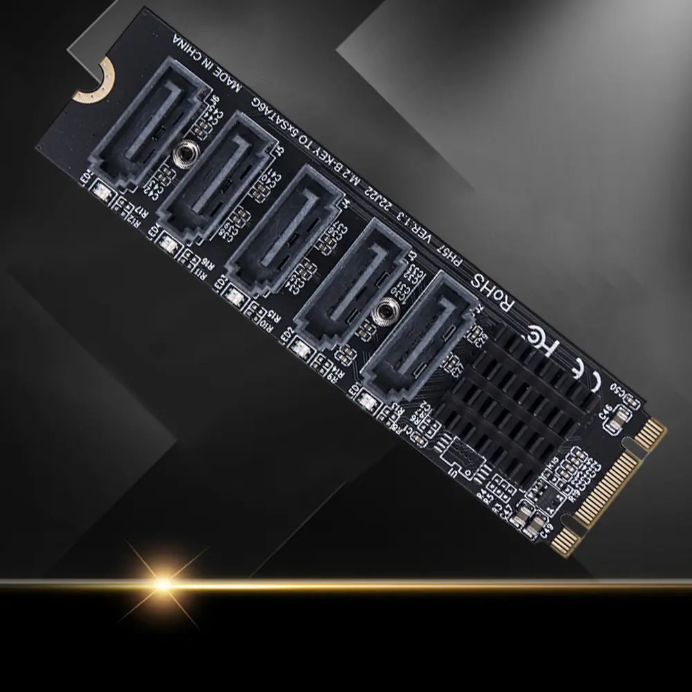 M.2 MKEY PCI-E Riser Card 5/6 Port Adapter Card M.2 To SATA 3.0 Converter NVME To SATA SATA3.0 Adapter 6Gpbs Support PM Function