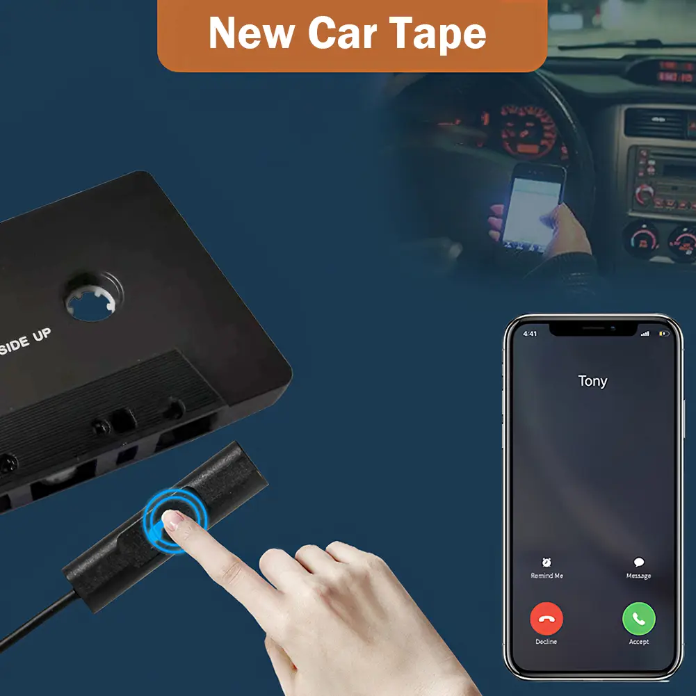 Car Cassette Adapter Bluetooth 5.0 Converter Car Tape Converter Audio Cassette Cassette Mp3 Player 3.5mm Input AUX Adapter Playe