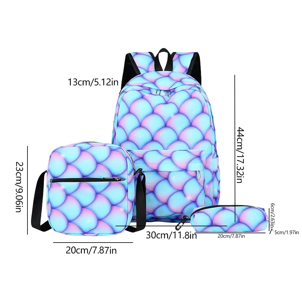 3pcs/set Female Casual Travel Backpacks Women Large Capacity Backpack Gradient Rainbow Kids Schoolbags Girls Student Bookbags