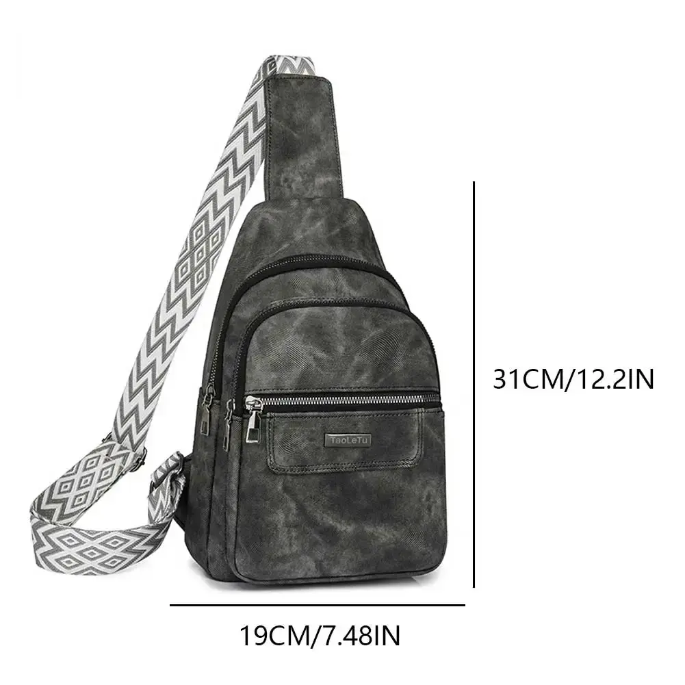 Sling Bag for Women Men PU Leather Crossbody Purse Fashion Crossbody Bag Adjustable Guitar Strap for Daily Work Shopping Travel