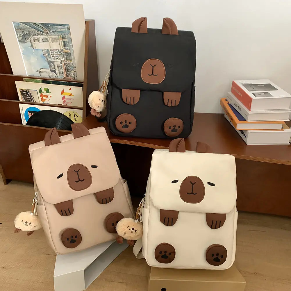 Women Backpack Adjustable Straps Capybara Kawaii Bookbag with Zipper Closure Travel Bag Gifts for Capybara Lovers