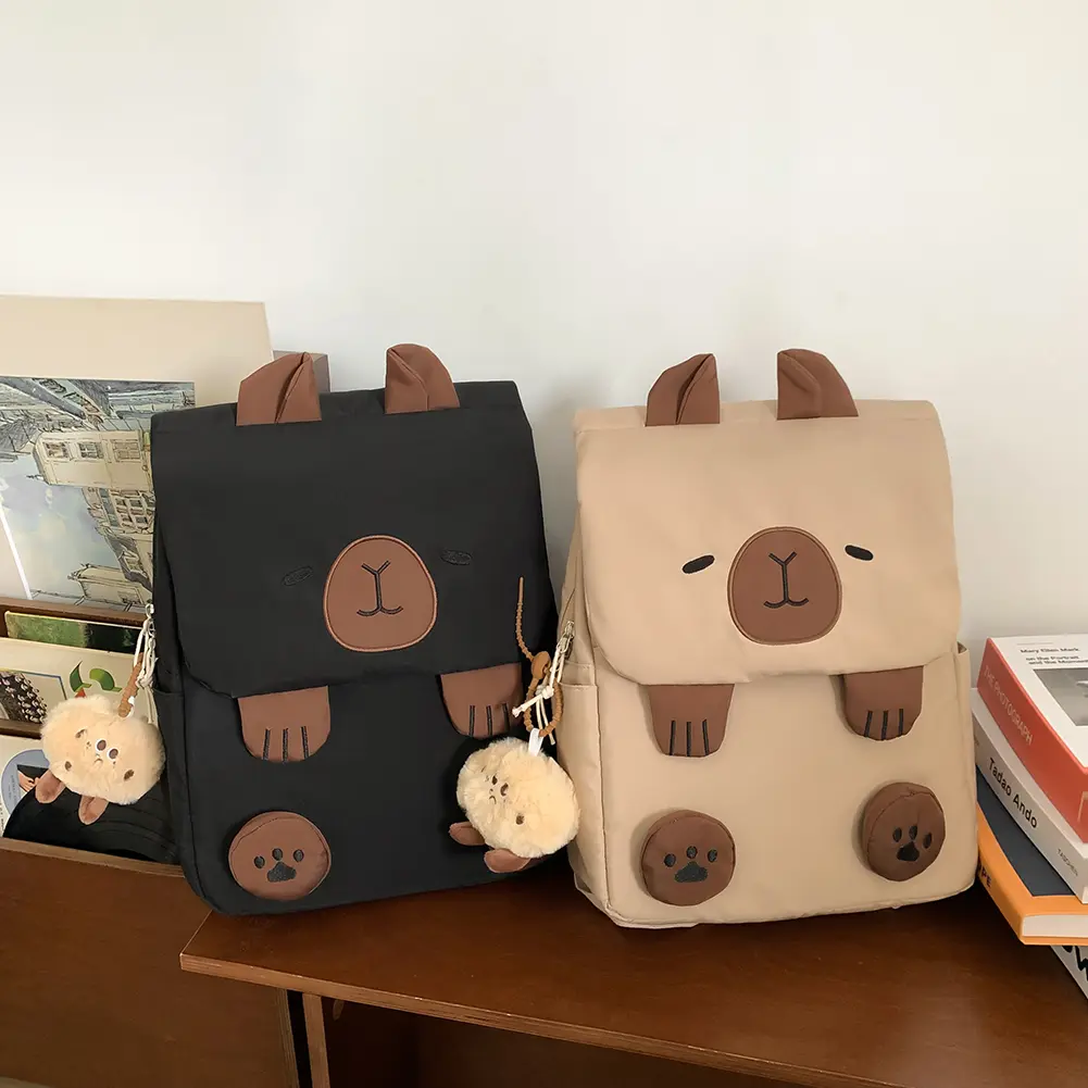Women Backpack Adjustable Straps Capybara Kawaii Bookbag with Zipper Closure Travel Bag Gifts for Capybara Lovers