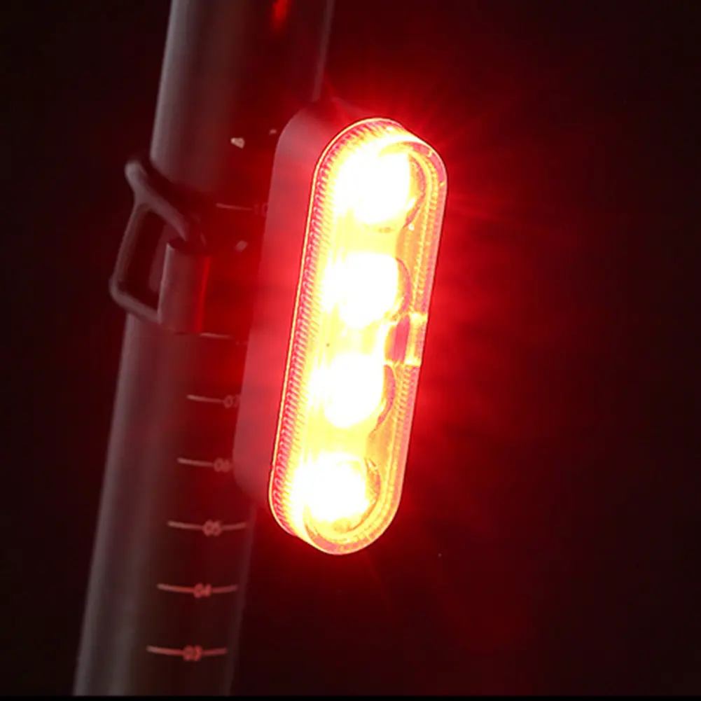 LED Safety Warning Taillight USB Rechargeable Cycling Tail Lamp 4 Gears Bicycle Rear Night Light for Night Riding