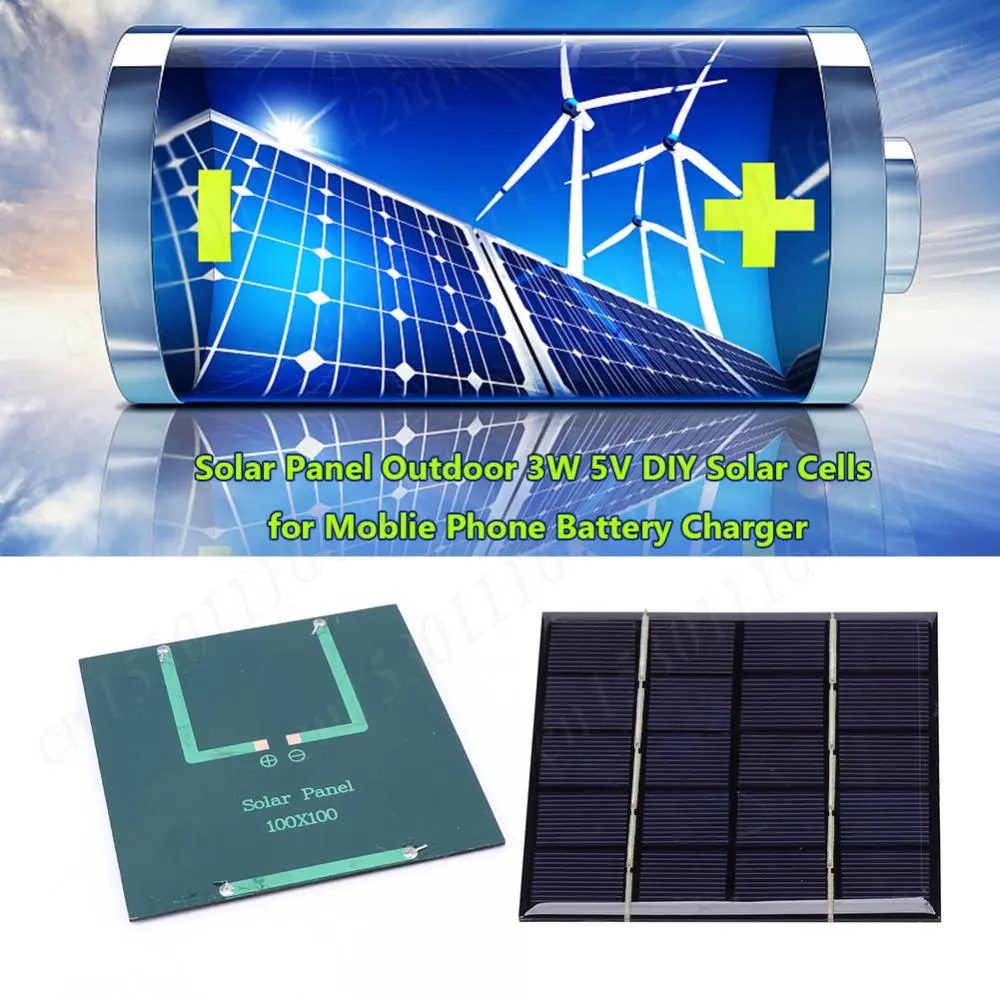 Solar Charging Panel 3W 5V Portable Solar Panel Photovoltaic Cells for Solar Light for 3.7V Battery 3-5V Battery/Phone Charger