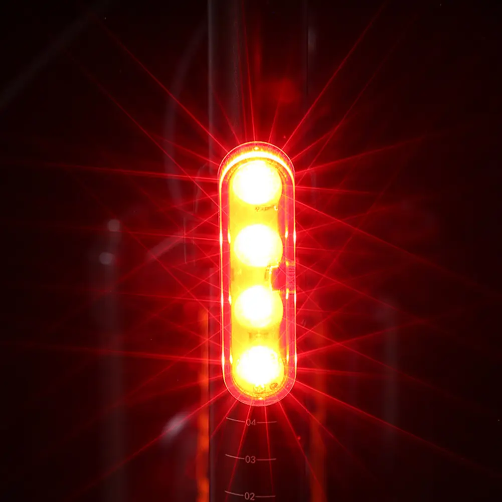 LED Safety Warning Taillight USB Rechargeable Cycling Tail Lamp 4 Gears Bicycle Rear Night Light for Night Riding