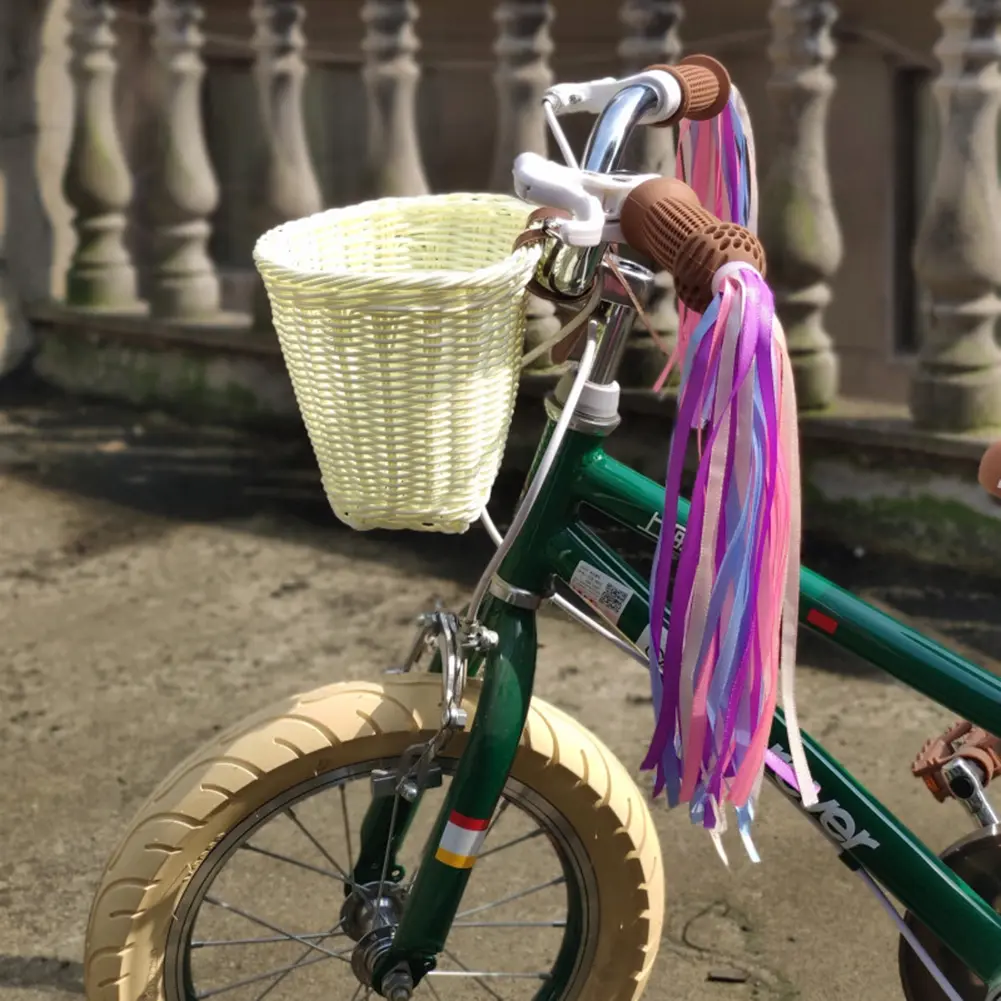 Bike Basket Rattan Front Handlebar Bicycle Basket Adjustable Vintage Bicycle Pannier Basket Hand Woven Bicycle Front Basket