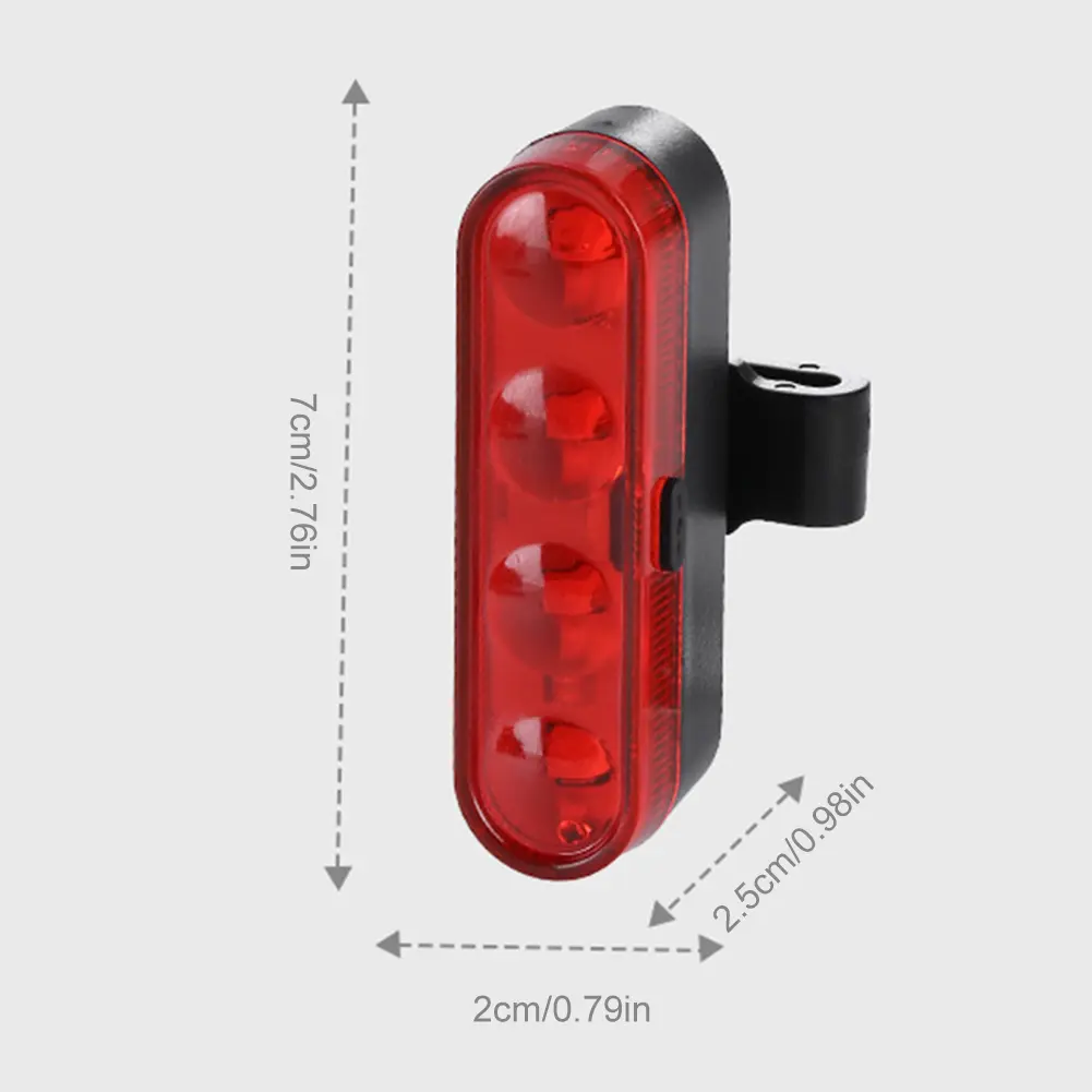LED Safety Warning Taillight USB Rechargeable Cycling Tail Lamp 4 Gears Bicycle Rear Night Light for Night Riding