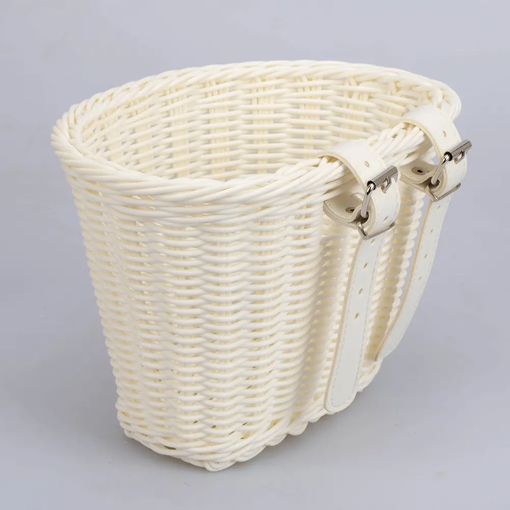 Bike Basket Rattan Front Handlebar Bicycle Basket Adjustable Vintage Bicycle Pannier Basket Hand Woven Bicycle Front Basket