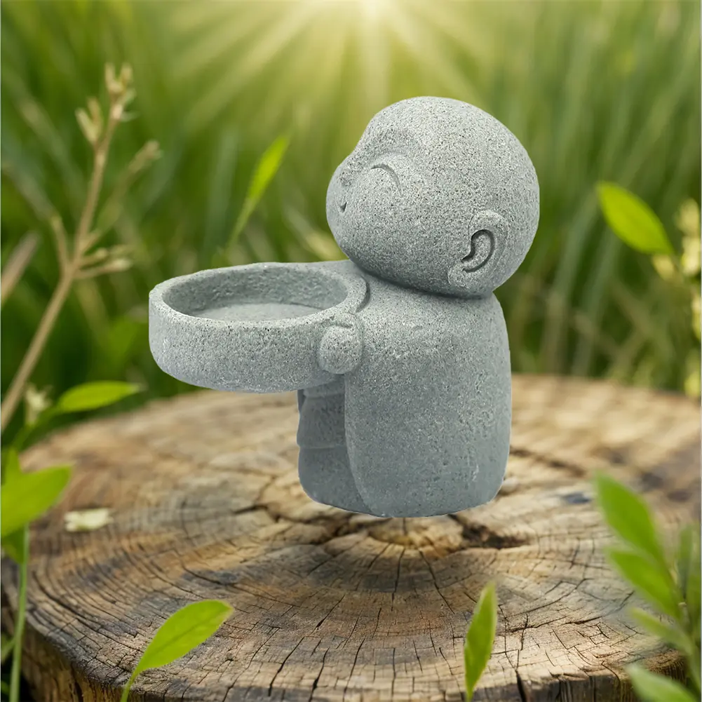 Resin Buddha Statues Praying Sculptures Ornament Cute Tea Light Buddha Figurine Candlestick for Home Office Chinese Accessories