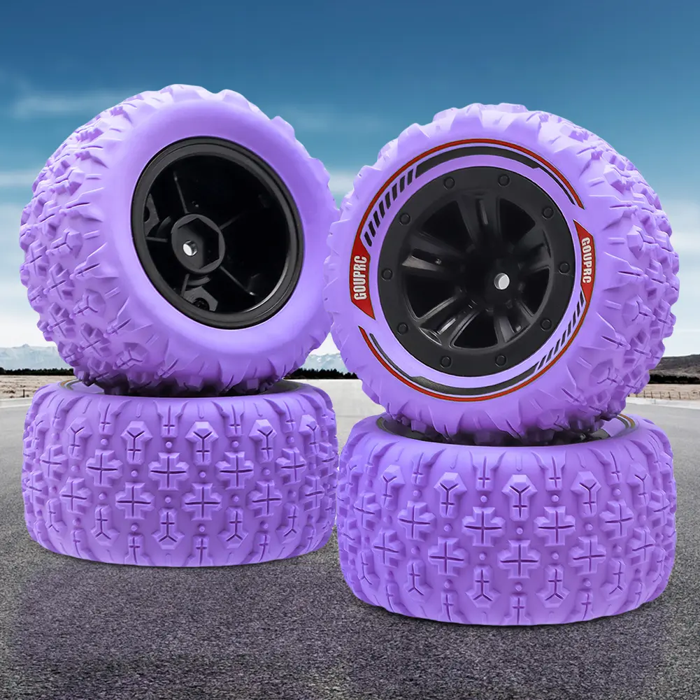 4Pcs 12mm Hex RC Wheels and Tires Swamp Claw Mud Terrain Tires Accessories RC Tires Wheels for 1/14 1/16 RC Car Crawler