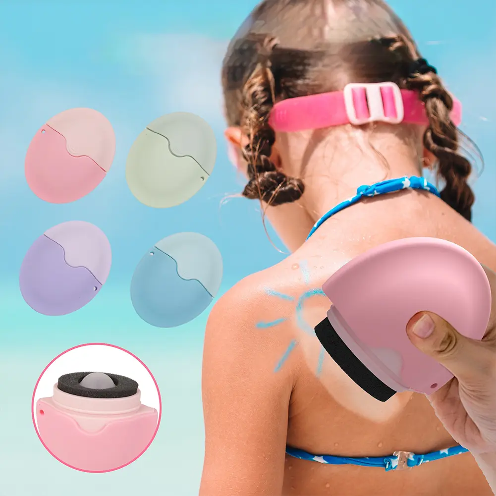 Sunscreen Applicator Silicone Roll on Sponge Applicator Oval Suncream Roller Applicator Portable for Outdoor Travel