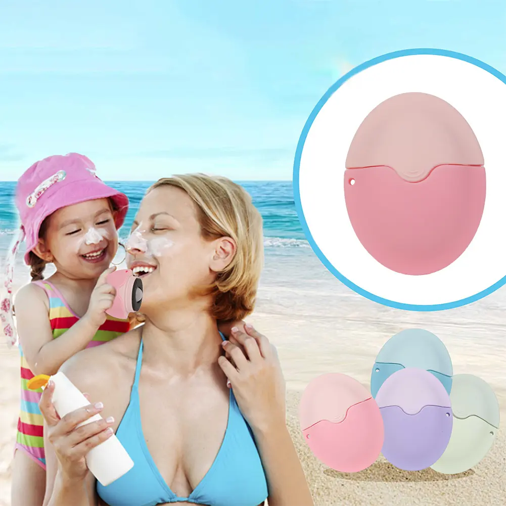 Sunscreen Applicator Silicone Roll on Sponge Applicator Oval Suncream Roller Applicator Portable for Outdoor Travel