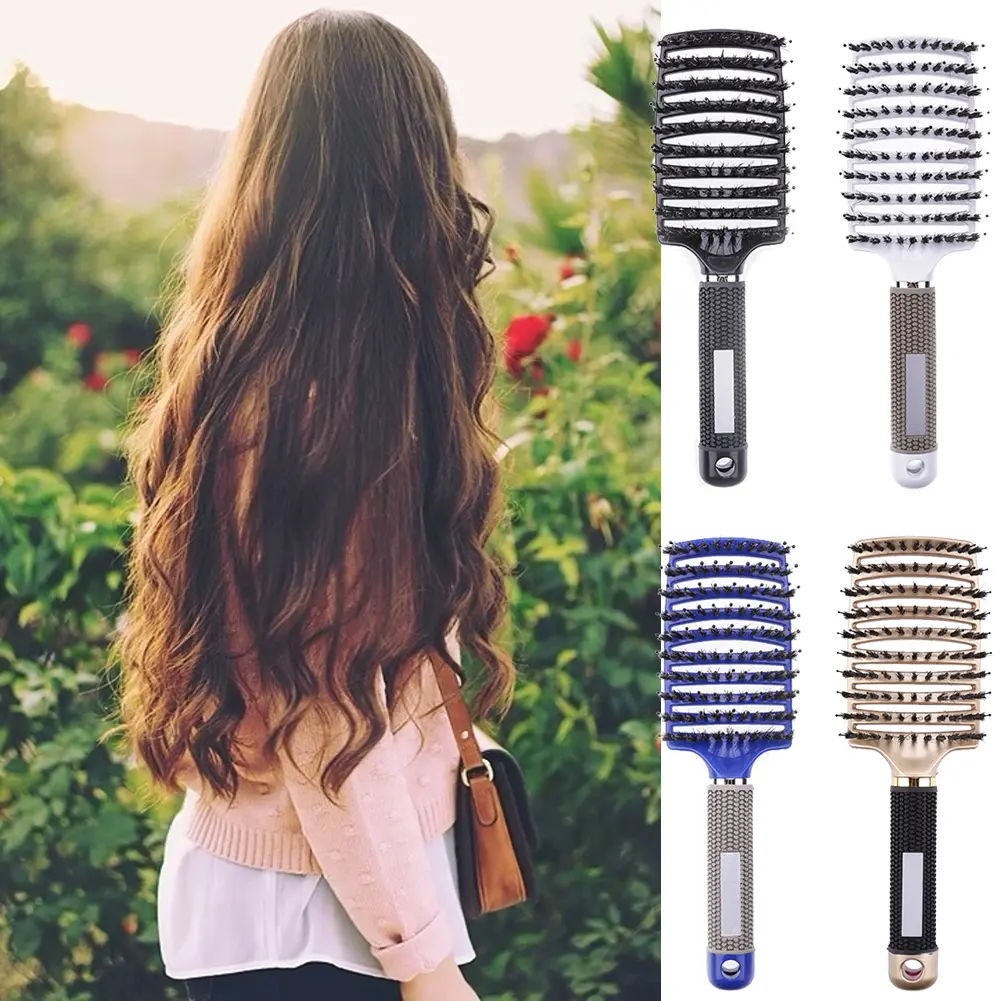 Anti Static Brush Anti-Hair Loss Straight Curly Hair Styling Brush Easy To Use Scalp Massage Comb Resin Bristle for Hair Care