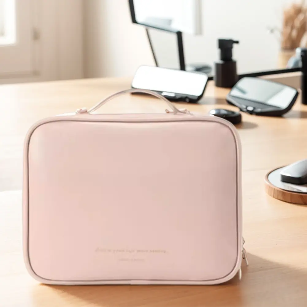 Multi-Compartment Travel Makeup Bag Large Capacity PU Leather Large Wash Bag Waterproof Make Up Storage Bag Outdoor Makeup Bag