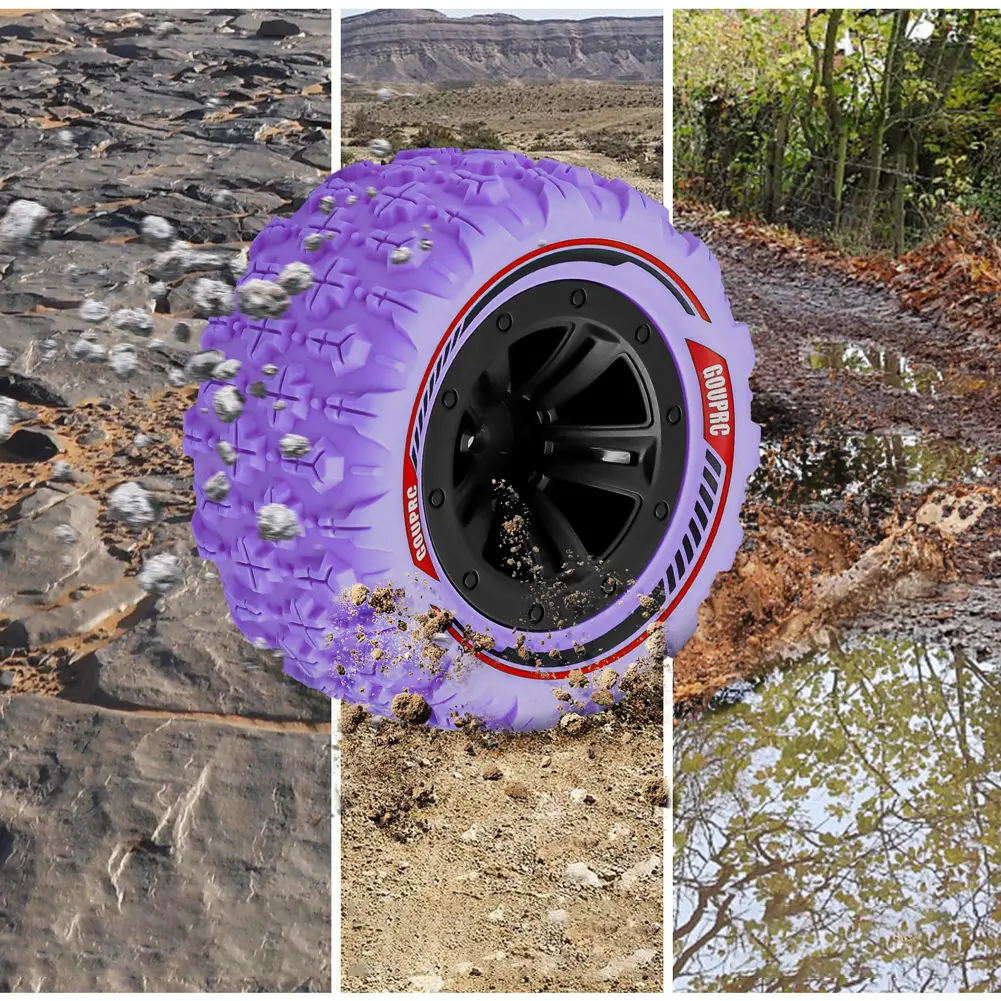 4Pcs 12mm Hex RC Wheels and Tires Swamp Claw Mud Terrain Tires Accessories RC Tires Wheels for 1/14 1/16 RC Car Crawler
