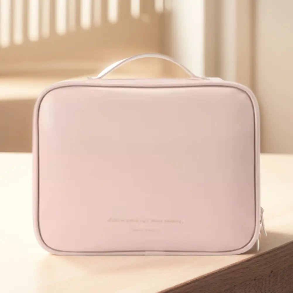 Multi-Compartment Travel Makeup Bag Large Capacity PU Leather Large Wash Bag Waterproof Make Up Storage Bag Outdoor Makeup Bag