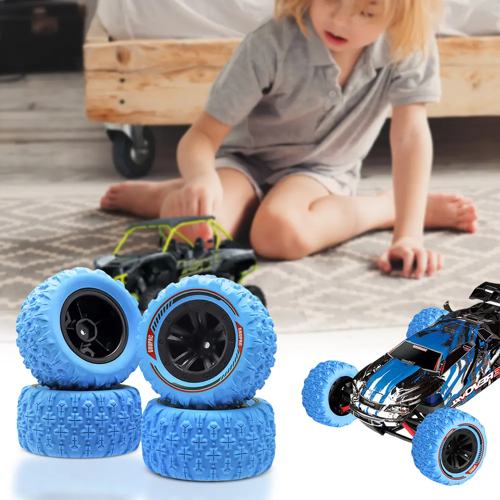 4Pcs 12mm Hex RC Wheels and Tires Swamp Claw Mud Terrain Tires Accessories RC Tires Wheels for 1/14 1/16 RC Car Crawler