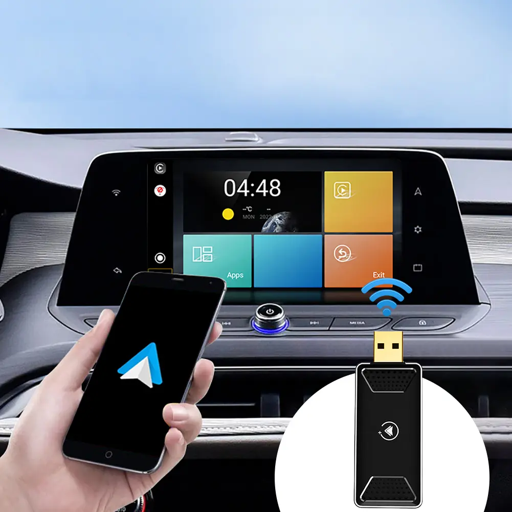Wireless Carplay Android Auto Adapter Android 12 Wired To Wireless Carplay Dongle Smart AI Box for OEM Wired CarPlay Cars