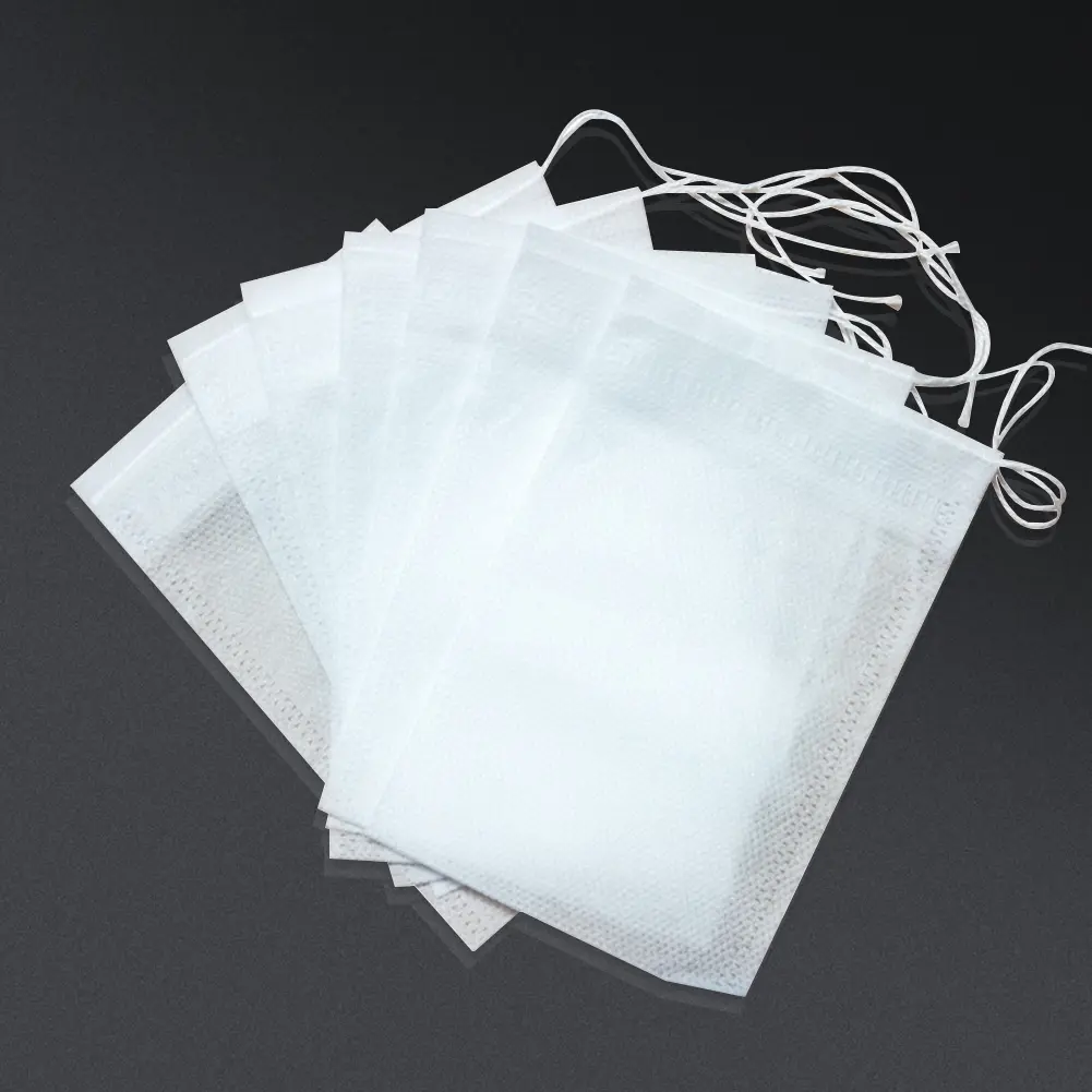 100 Pcs Non-woven Fabric Tea Infuser Bags with Drawstring Sachet Bags Tea Filter Bags for Loose Tea Kitchen Accessories