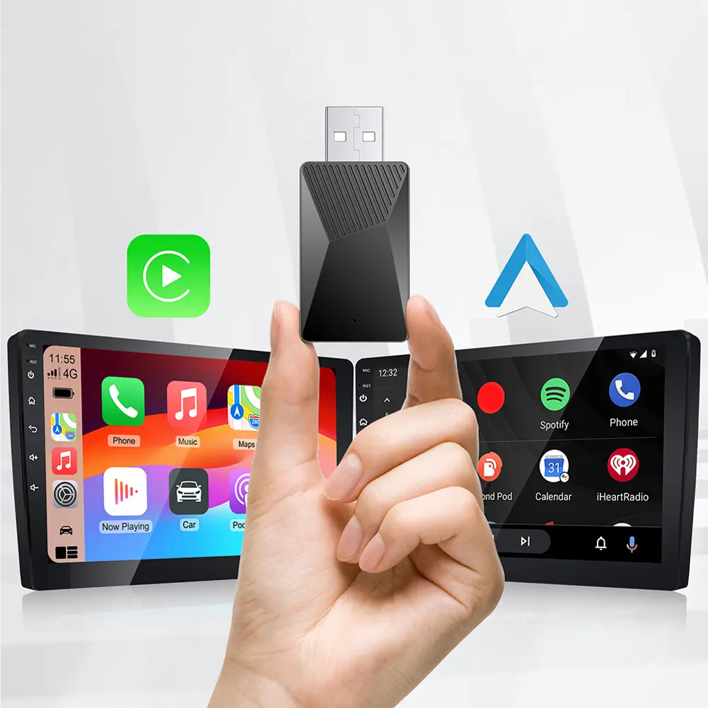 Wired To Wireless Carplay & Android Auto Wireless Adapter USB Plug and Play 2 in 1 Dongle for OEM Wired Carplay Android Auto Car