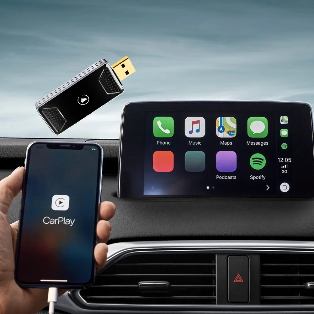 Wireless Carplay Android Auto Adapter Android 12 Wired To Wireless Carplay Dongle Smart AI Box for OEM Wired CarPlay Cars