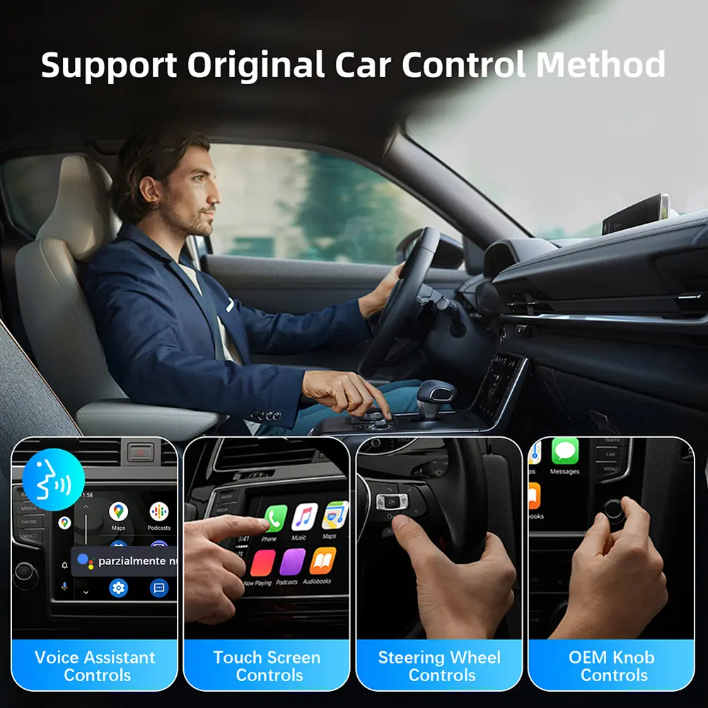 Wired To Wireless Carplay & Android Auto Wireless Adapter USB Plug and Play 2 in 1 Dongle for OEM Wired Carplay Android Auto Car