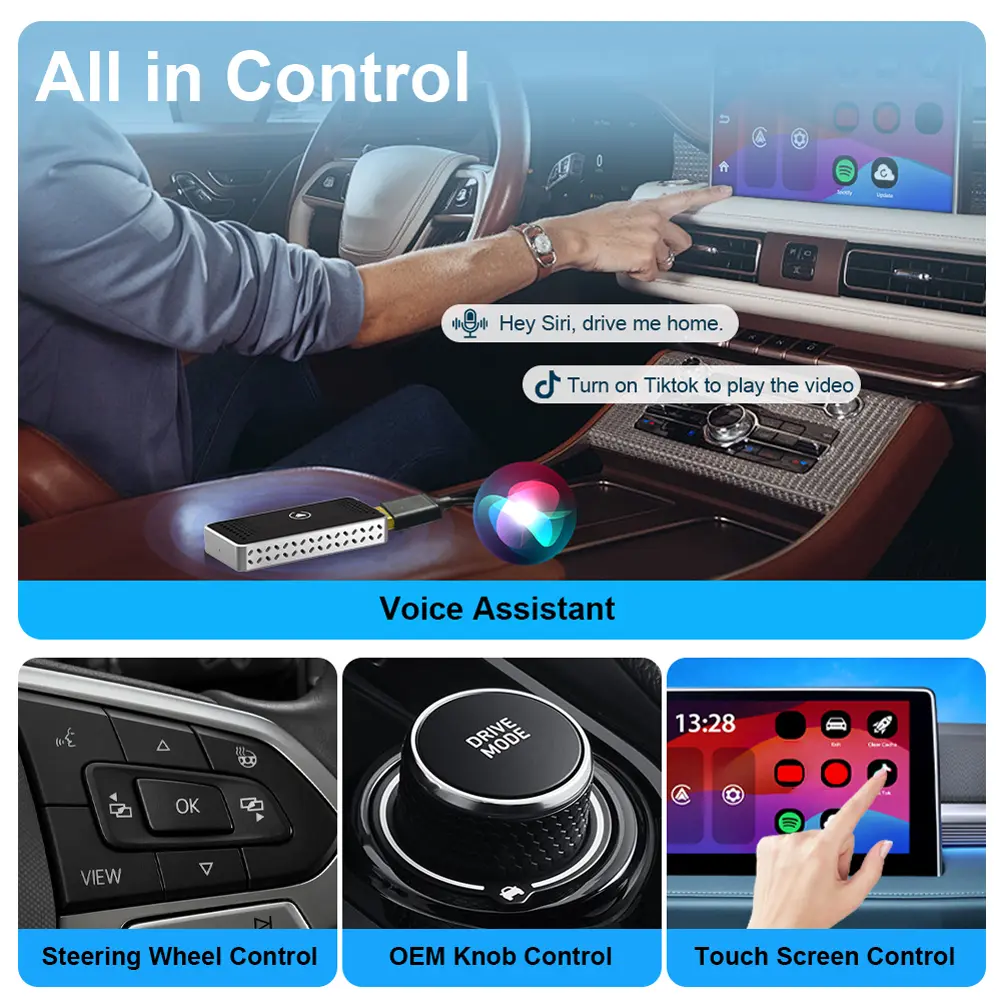 Wireless Carplay Android Auto Adapter Android 12 Wired To Wireless Carplay Dongle Smart AI Box for OEM Wired CarPlay Cars
