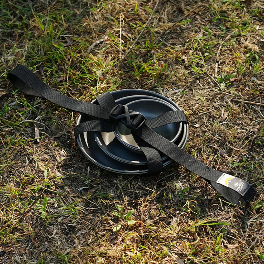 Camping Tableware Storage Strap Adjustable Cutlery Cross Strap Outdoor Cutlery Packing Strap for Outdoor Pots Bowls Plates