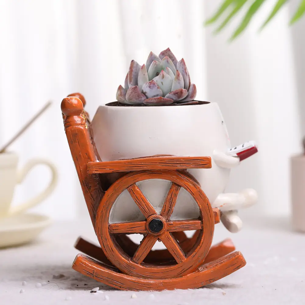 Face Plant Pots Cute Head Planter Decorative Flower Pot Chair Reading Succulent Pots for Succulent Cactus