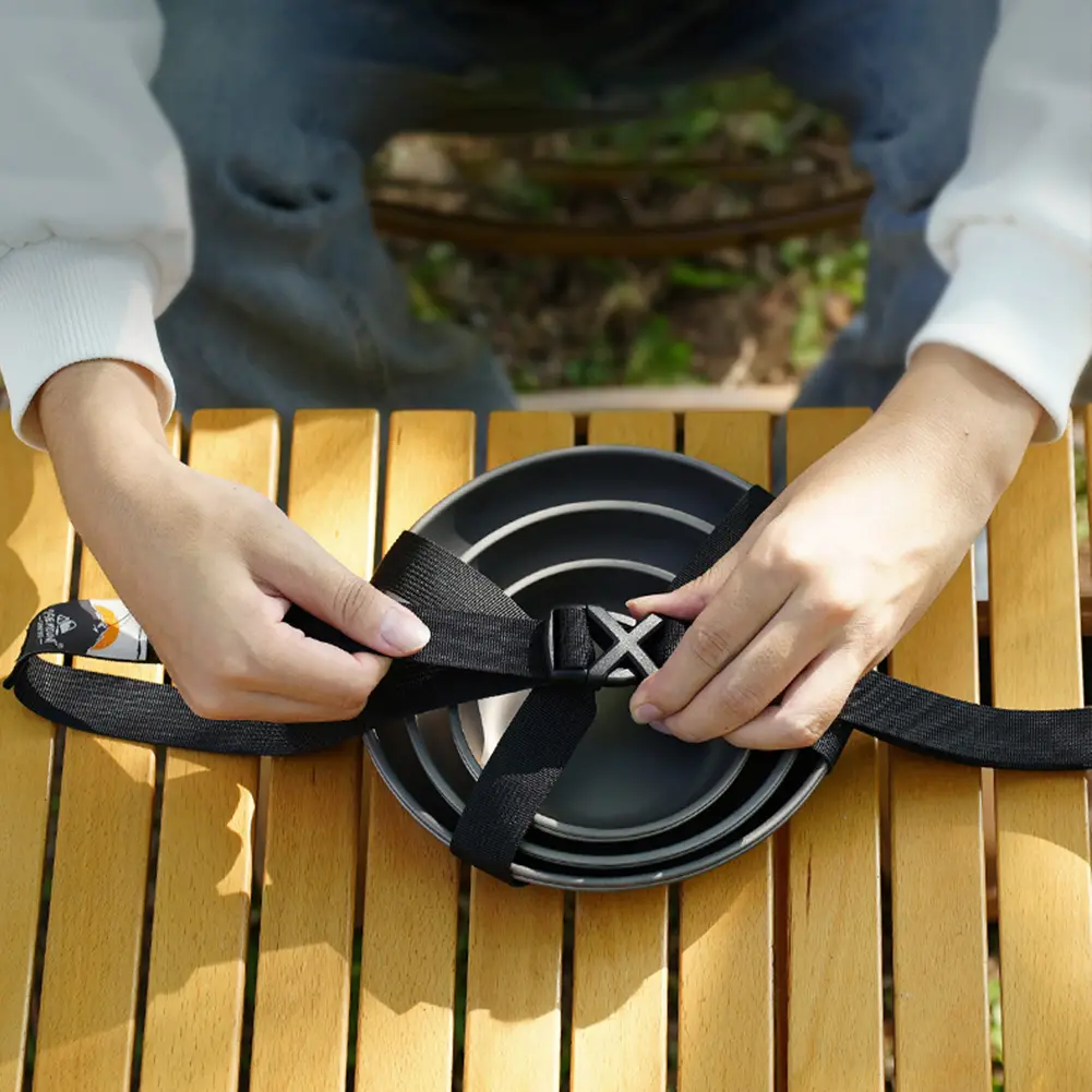 Camping Tableware Storage Strap Adjustable Cutlery Cross Strap Outdoor Cutlery Packing Strap for Outdoor Pots Bowls Plates