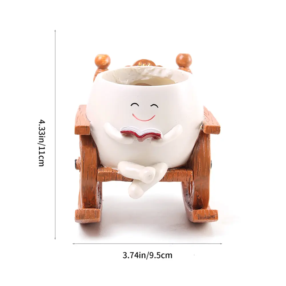Face Plant Pots Cute Head Planter Decorative Flower Pot Chair Reading Succulent Pots for Succulent Cactus