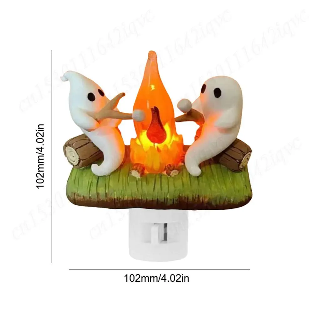 2024 Ghost Campfire Flickering Nightlight Halloween Ghost Night Light Spooky Fire Marshmallow Night Light Halloween Decorations