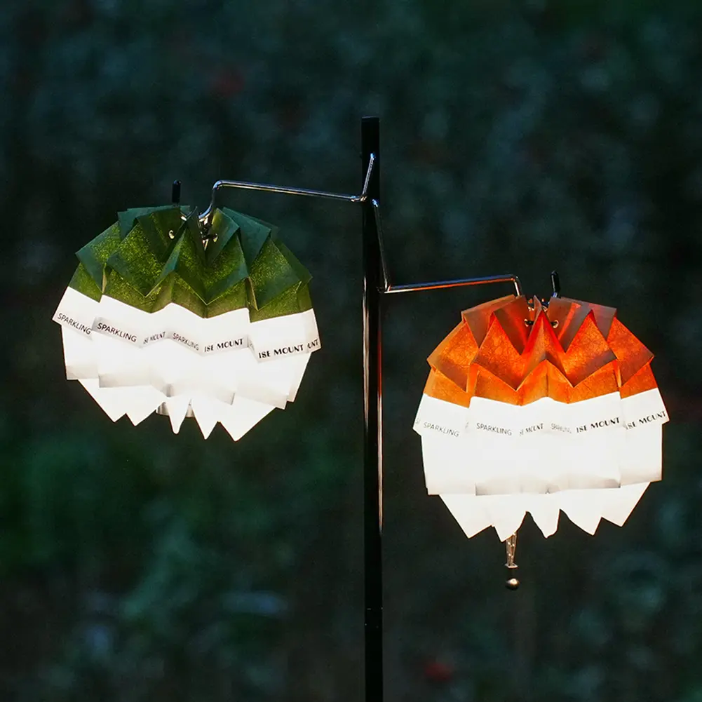5-1Pcs Outdoor Camping Paper Lamp Shade with Adjustable Rope Snap Atmosphere Lampshade Hanging Lantern Cover for Tent Picnic