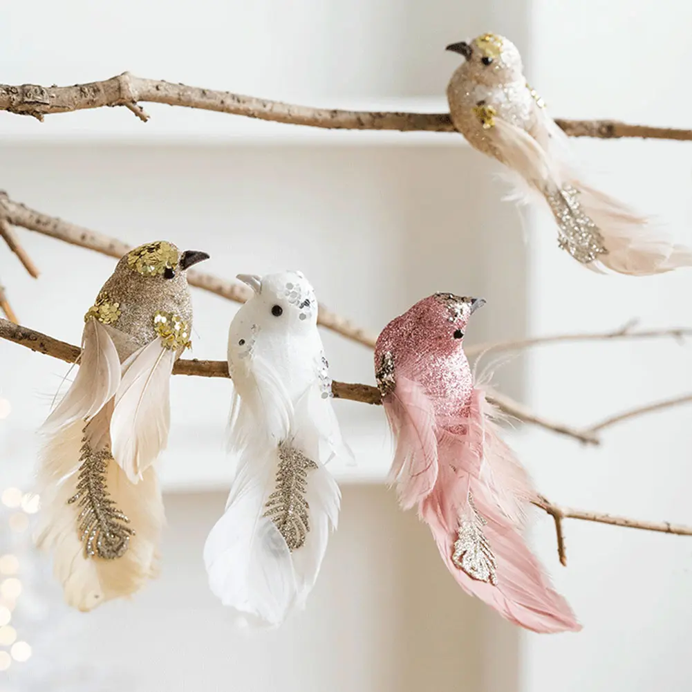 Foam Simulation Feather Bird Fake Bird Christmas Tree Decoration Bird for Wedding Home Decoration Christmas Tree Pendant