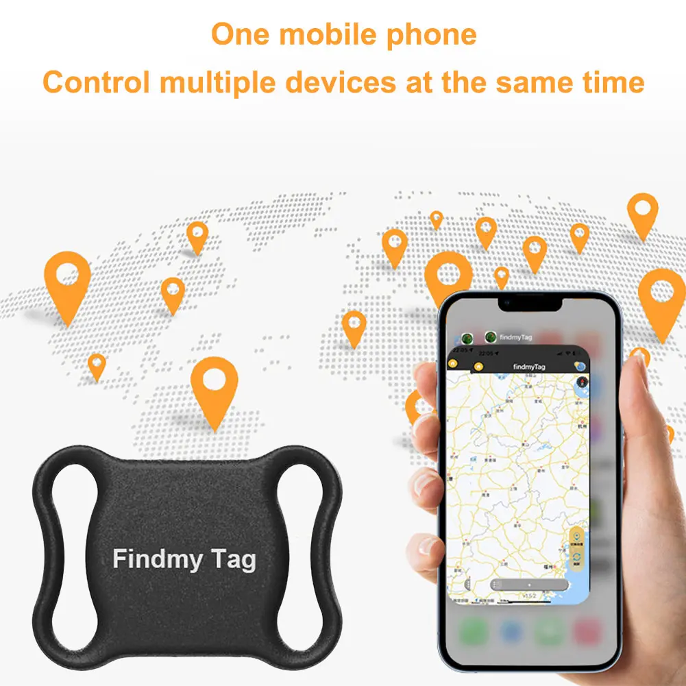Pet Anti-Lost GPS Tracker Bluetooth-compatible GPS Tracking Device Pet Tracker for Dogs Cats Kids Pets Keychain Wallet Luggage