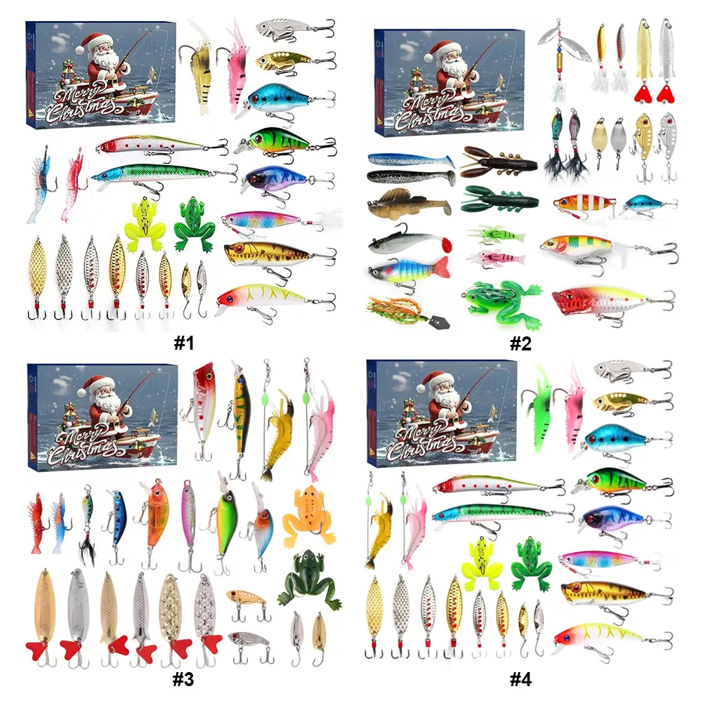 Fishing Advent Calendar 2024 24 Days Fishing Christmas Countdown Fishing Lure Advent Calendar for Fisher Anglers Men Teen Boys